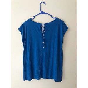 Blue Tribal Tassel Top